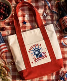 July 4th Patriotic 16oz Mini Canvas Tote Bag w/ External Pocket (8 Colors)