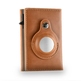 Leather Airtag Wallet with Laser Engraved Designs (Black, Light Brown, & Dark Brown)