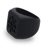 WildFire Jesus Christ Conquers Cross Chunky Square Signet Statement Ring