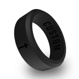 WildFire Cross Engraved Beveled Silicone Ring