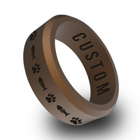WildFire Cat Paw and Fishbone Engraved Beveled Silicone Ring