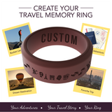 WildFire Travel Memory Adventure Engraved Beveled Silicone Ring