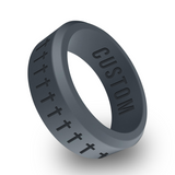 WildFire Cross Around Engraved Beveled Silicone Ring