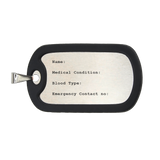 Personalized Military Style Tag for Men w/ Removable Black Silicone Silencer, 304 Stainless Steel Plate