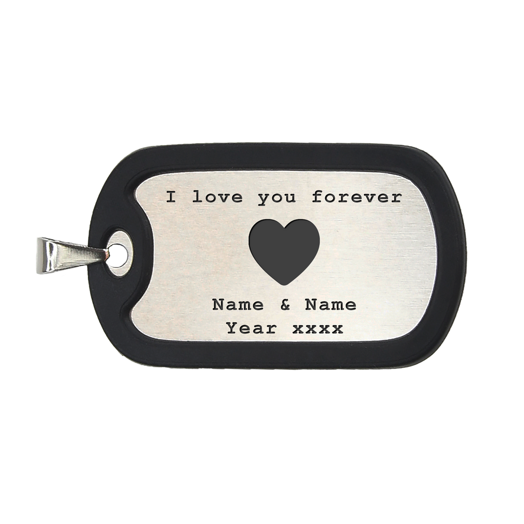 Personalized Military Style Tag for Men w/ Removable Black Silicone Silencer, 304 Stainless Steel Plate