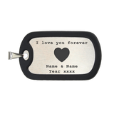 Personalized Military Style Tag for Men w/ Removable Black Silicone Silencer, 304 Stainless Steel Plate