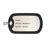 Personalized Military Style Tag for Men w/ Removable Black Silicone Silencer, 304 Stainless Steel Plate