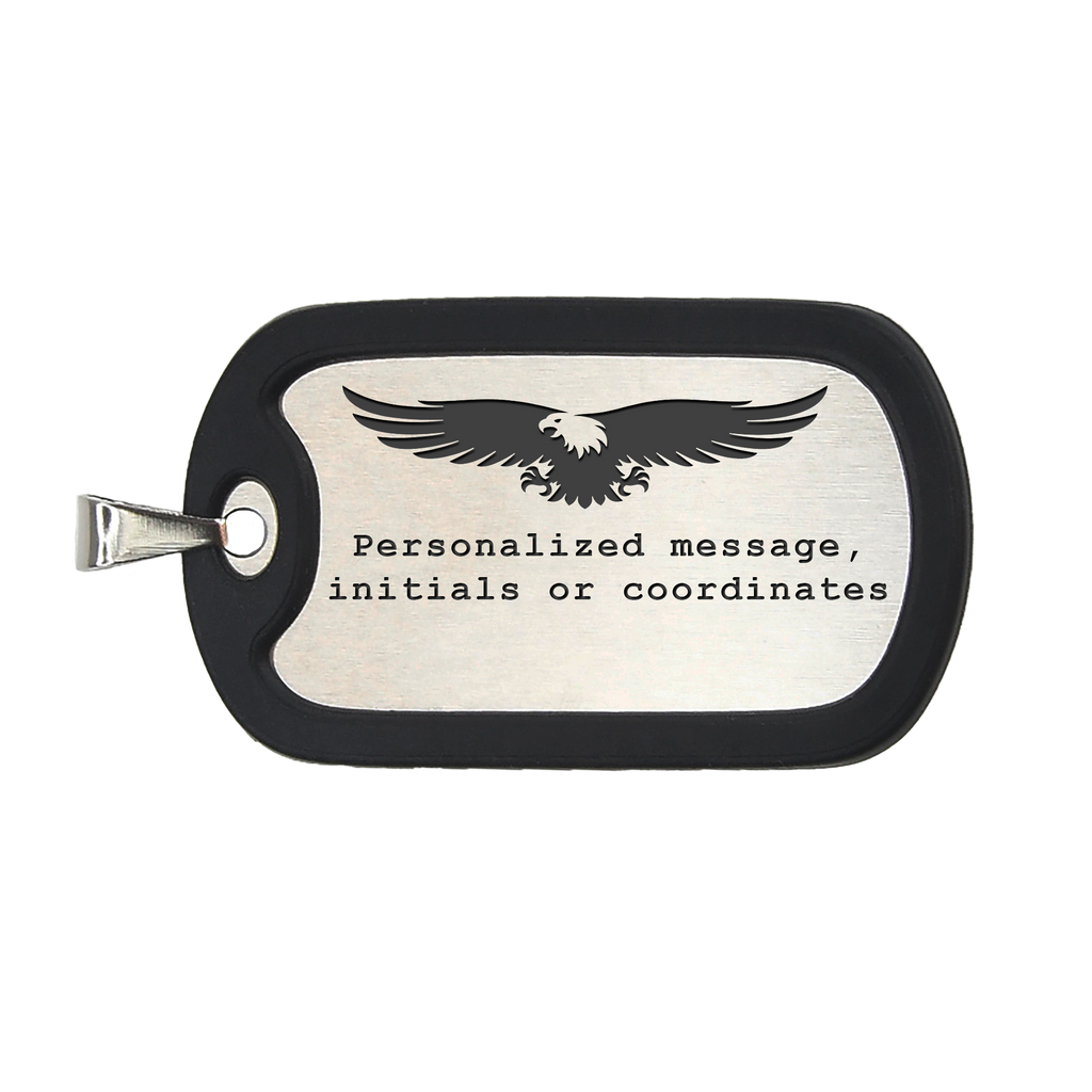 Personalized Military Style Tag for Men w/ Removable Black Silicone Silencer, 304 Stainless Steel Plate