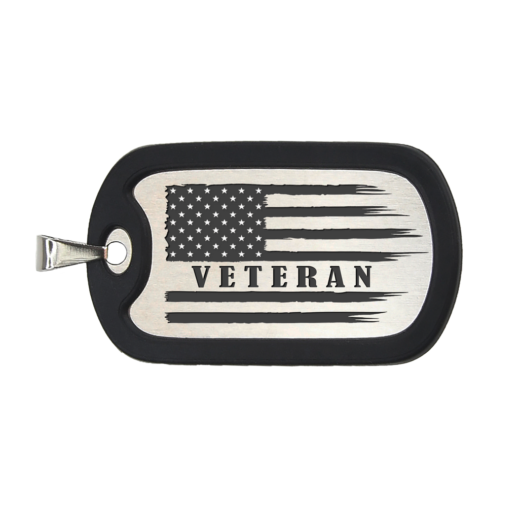 Personalized Military Style Tag for Men w/ Removable Black Silicone Silencer, 304 Stainless Steel Plate