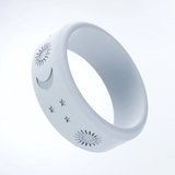 WildFire Sun Moon Star Engraved Beveled Silicone Ring