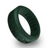 WildFire Abstract Flowing Wave Motif Engraved Beveled Silicone Ring