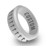 WildFire Cross Around Engraved Beveled Silicone Ring