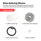 Personalized Military Style Tag for Men w/ Removable Black Silicone Silencer, 304 Stainless Steel Plate