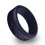 WildFire Abstract Flowing Wave Motif Engraved Beveled Silicone Ring