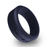 WildFire Cross Barbwire Engraved Beveled Silicone Ring
