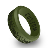 WildFire Abstract Flowing Wave Motif Engraved Beveled Silicone Ring