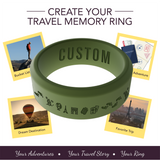 WildFire Travel Memory Adventure Engraved Beveled Silicone Ring