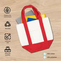Custom Company Logo 16oz Mini Canvas Tote Bag w/ External Pocket (8 Colors)