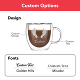 Print Supremacy 2 PC Personalized Infant Footprint Double Walled Insulated Glasses Espresso Mugs 5.07 oz