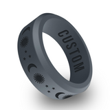 WildFire Sun Moon Star Engraved Beveled Silicone Ring