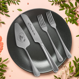 PRINT SUPREMACY Personalized 410 Stainless Steel Wedding Cake Knife and Fork Set