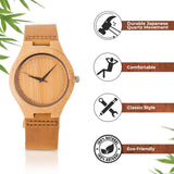 Customized Wood Quartz Watch w/ Leather Band