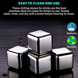 Stainless Steel Ice Cubes (8 Pieces) + Tongs