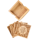 Square Bamboo Coaster (Set of 4) with Holder