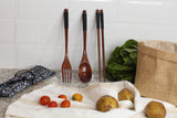 Wooden Utensil Set with Floral Pouch