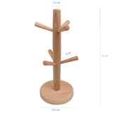 Round Base Wooden Mug Rack with 6 Hooks