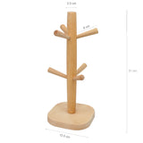 Square Base Wooden Mug Rack with 6 Hooks